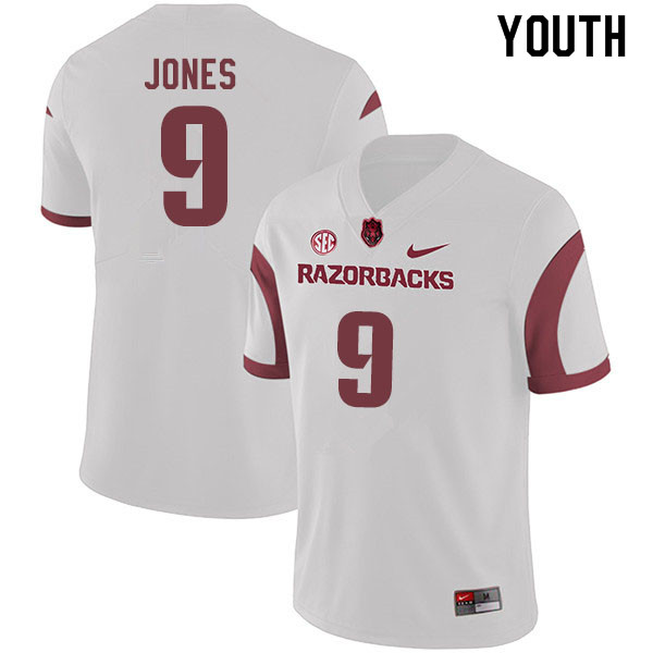 Youth #9 John Stephen Jones Arkansas Razorbacks College Football Jerseys Sale-White